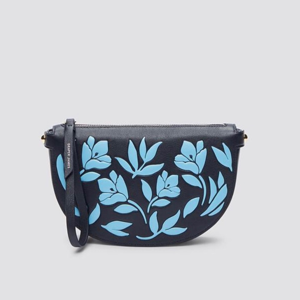 Floral Debossed Half Moon Wristlet